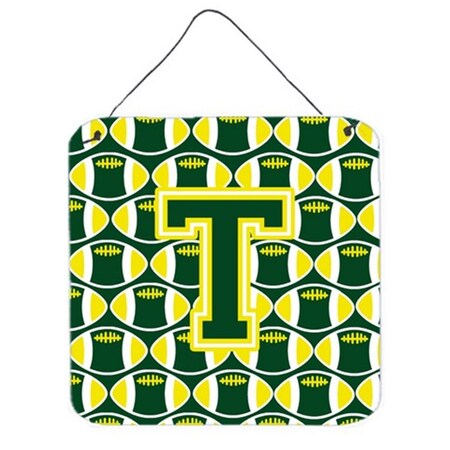 Carolines Treasures Letter T Football Green and Yellow Wall or Door Hanging Prints CJ1075-TDS66